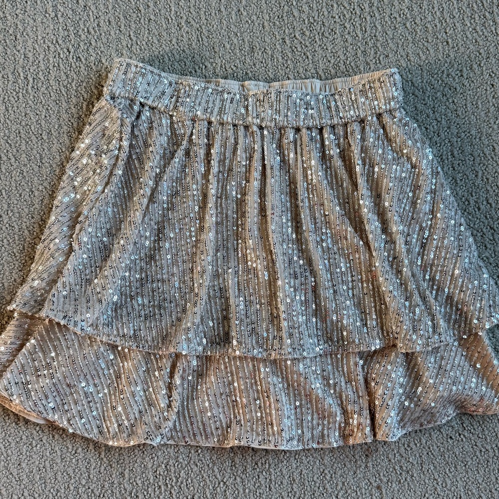 Sequin Layered Skirt - Silver